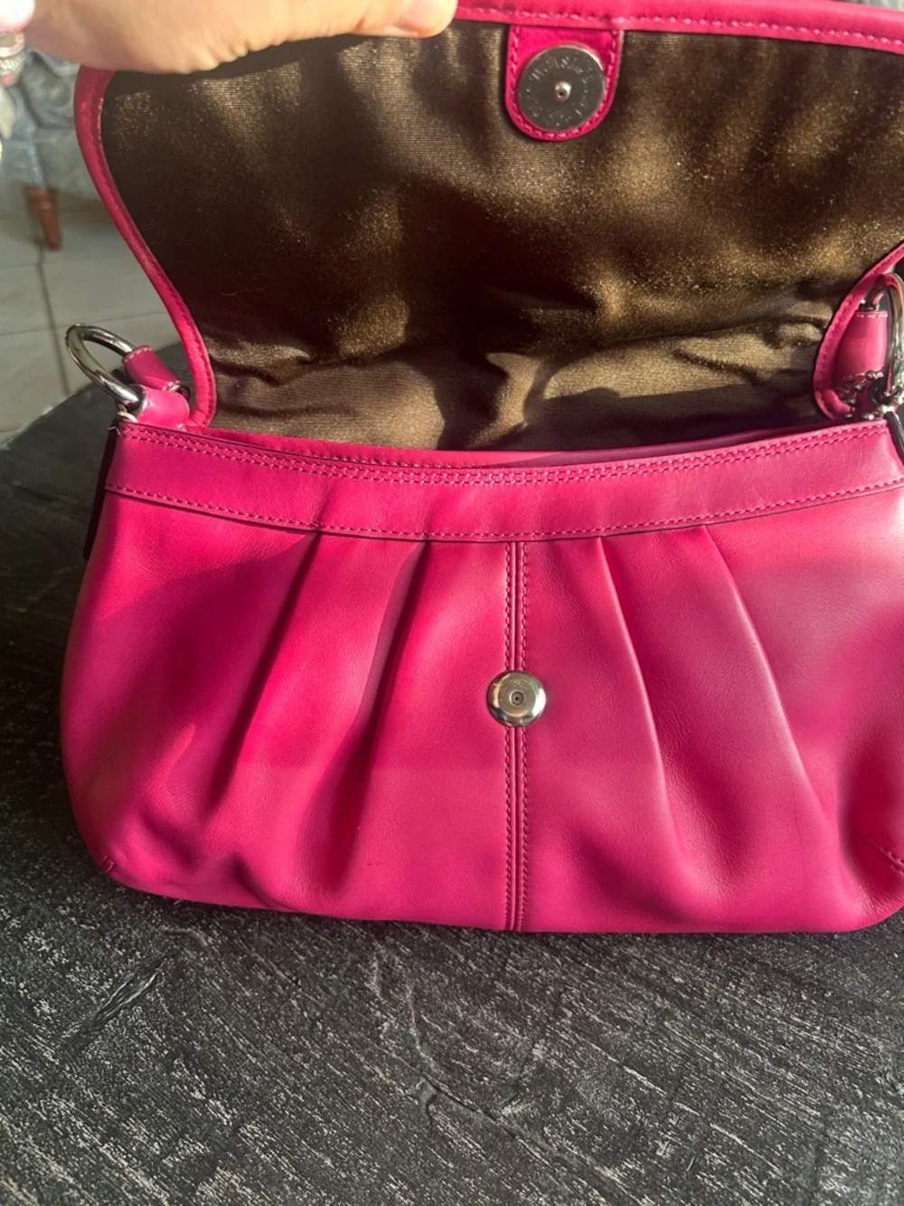 Coach  SoHo Pink Pleated Calf Hide Y2K flap bag - Picture 13 of 15